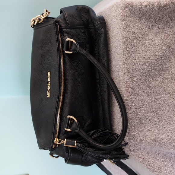 Michael Kors Leather Medium/Large Black & Gold Crossbody and Handle Bag - Picture 1 of 15